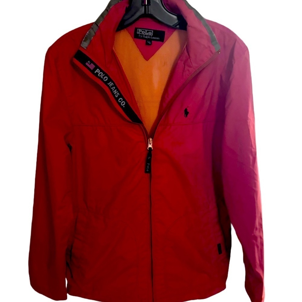 Polo Ralph Lauren Sport Vintage Woman’s Jacket Zip Up Orange Mesh Lining Size L